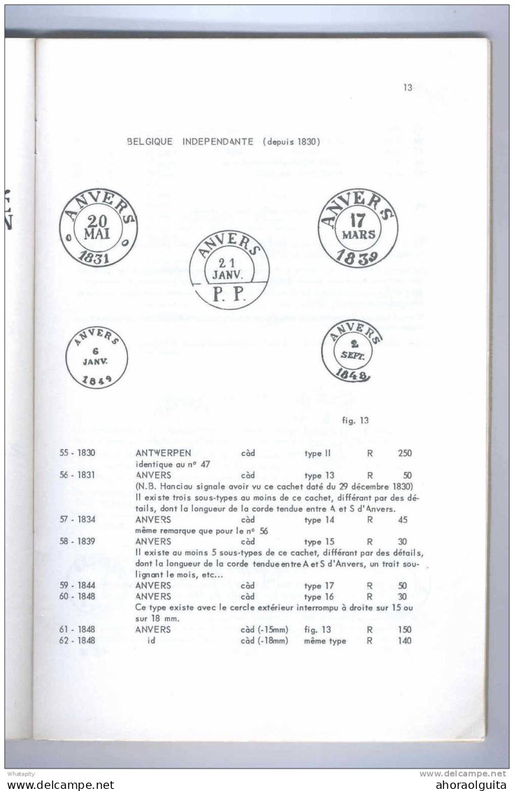 Belgique - Les Marques Postales De La Province D'Anvers 1648/1849, Par Herlant , 1967 , 48 Pg  --  B5/117 A - Préphilatélie