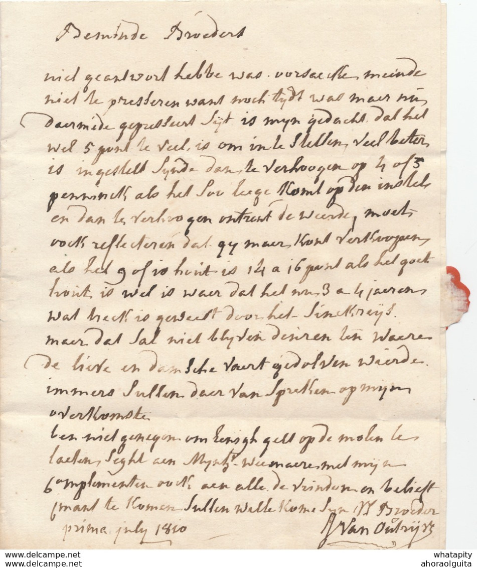 177/27 - Lettre Précurseur 1810 Vers BRUGES - Courrier Familial Par Messager HORS POSTE - A Payer 2 1/2 Sols - 1794-1814 (French Period)