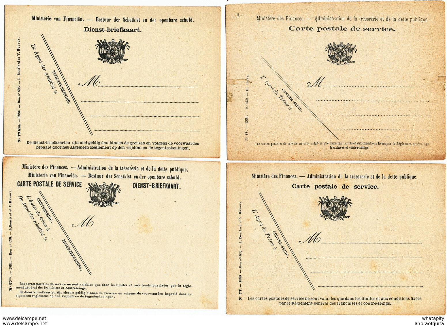 283/27 - 8 Cartes De Service Différentes - Neuves Non Utilisées - Altri & Non Classificati