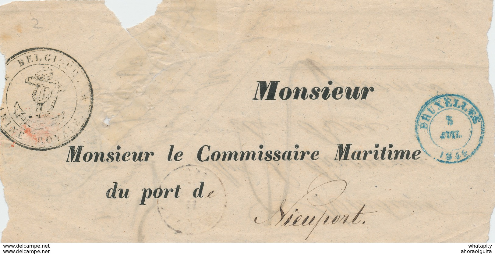 ZZ876 - Devant D' IMPRIME ( Voir Verso) NIEUPORT 1845 Vers FURNES - Cachet PORT DE NIEUPORT - Le Commissaire Maritime - Cartas & Documentos