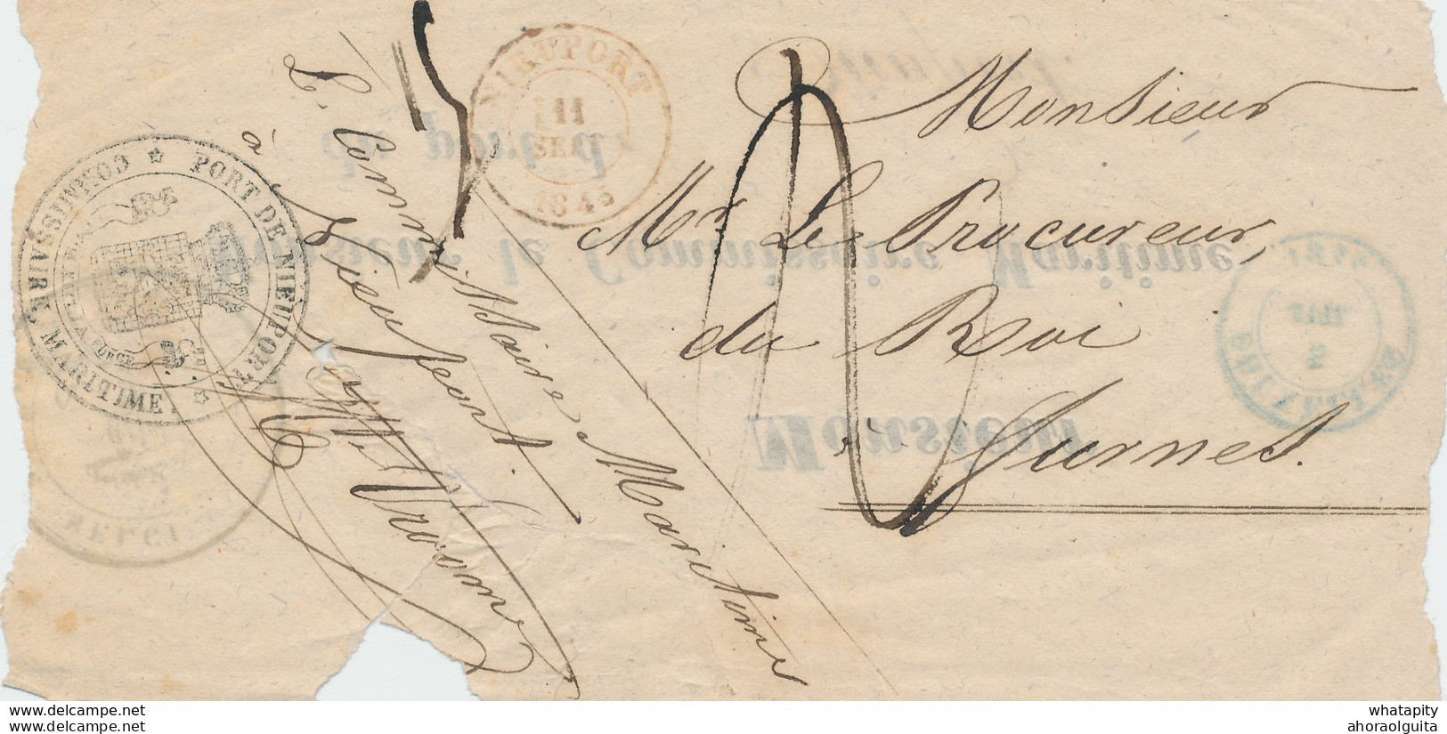ZZ876 - Devant D' IMPRIME ( Voir Verso) NIEUPORT 1845 Vers FURNES - Cachet PORT DE NIEUPORT - Le Commissaire Maritime - Cartas & Documentos