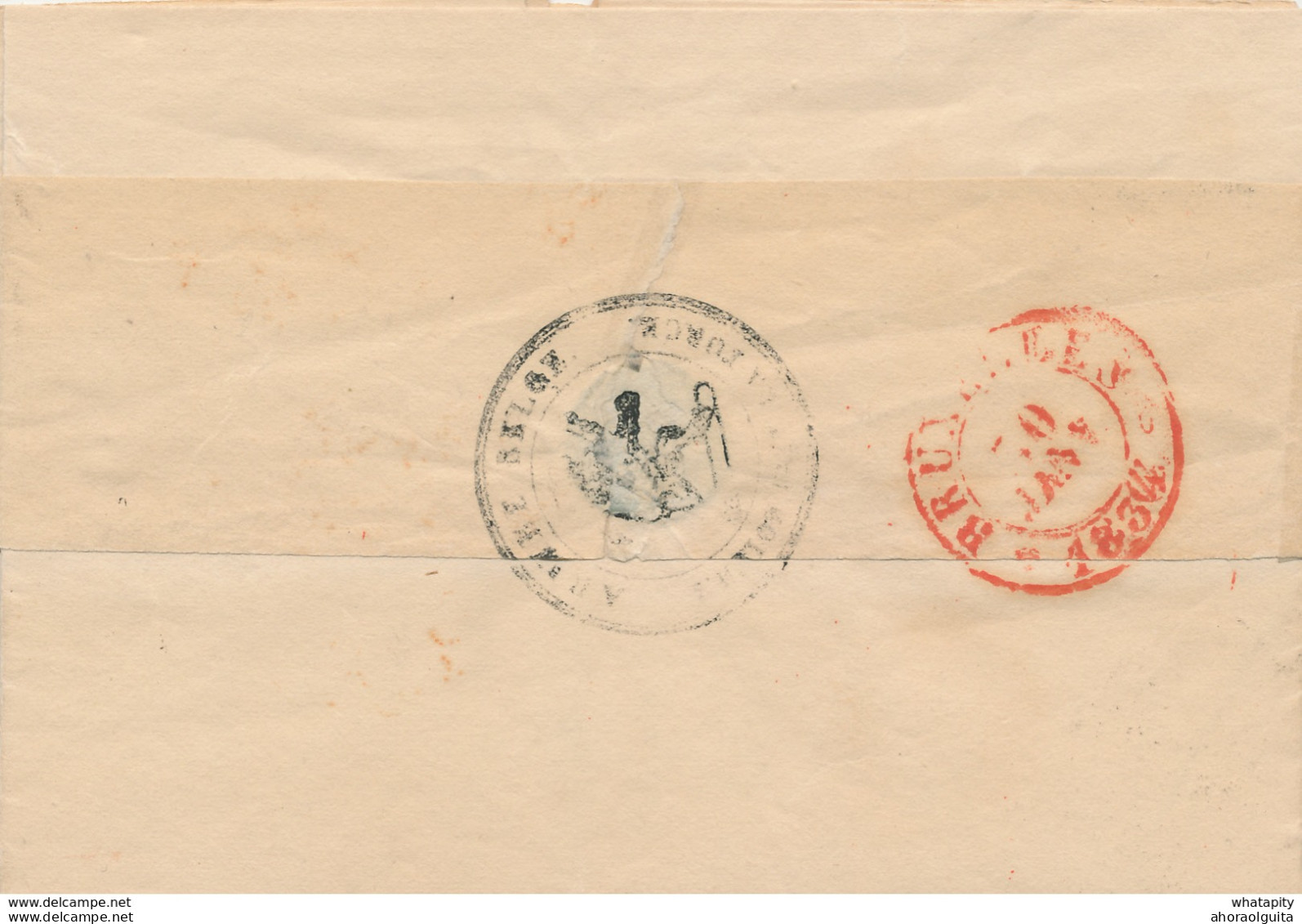 ZZ873 - Lettre Précurseur MONS 1834 Vers Bruxelles - Verso Cachet ARMEE BELGE - Signé Le Général De Division Daine - Brieven En Documenten