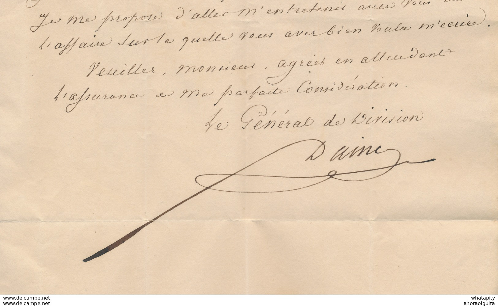 ZZ873 - Lettre Précurseur MONS 1834 Vers Bruxelles - Verso Cachet ARMEE BELGE - Signé Le Général De Division Daine - Briefe U. Dokumente