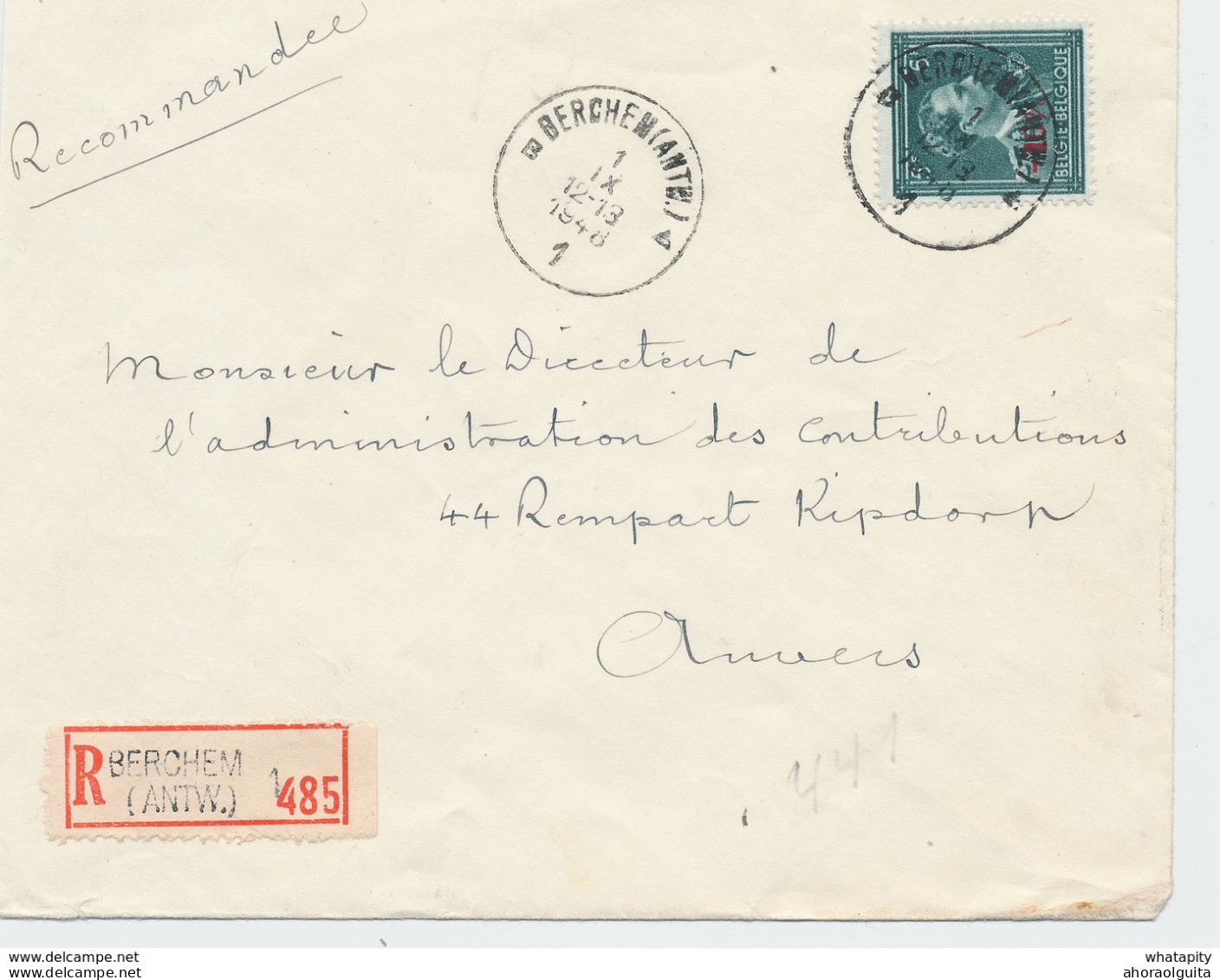 ZZ836 - 3 X Lettre Recommandée TP Col Ouvert 5 F. Moins 10 % BERCHEM Antw. 1 , 3 Et 5 - 1946 / 1948 - 1946 -10%