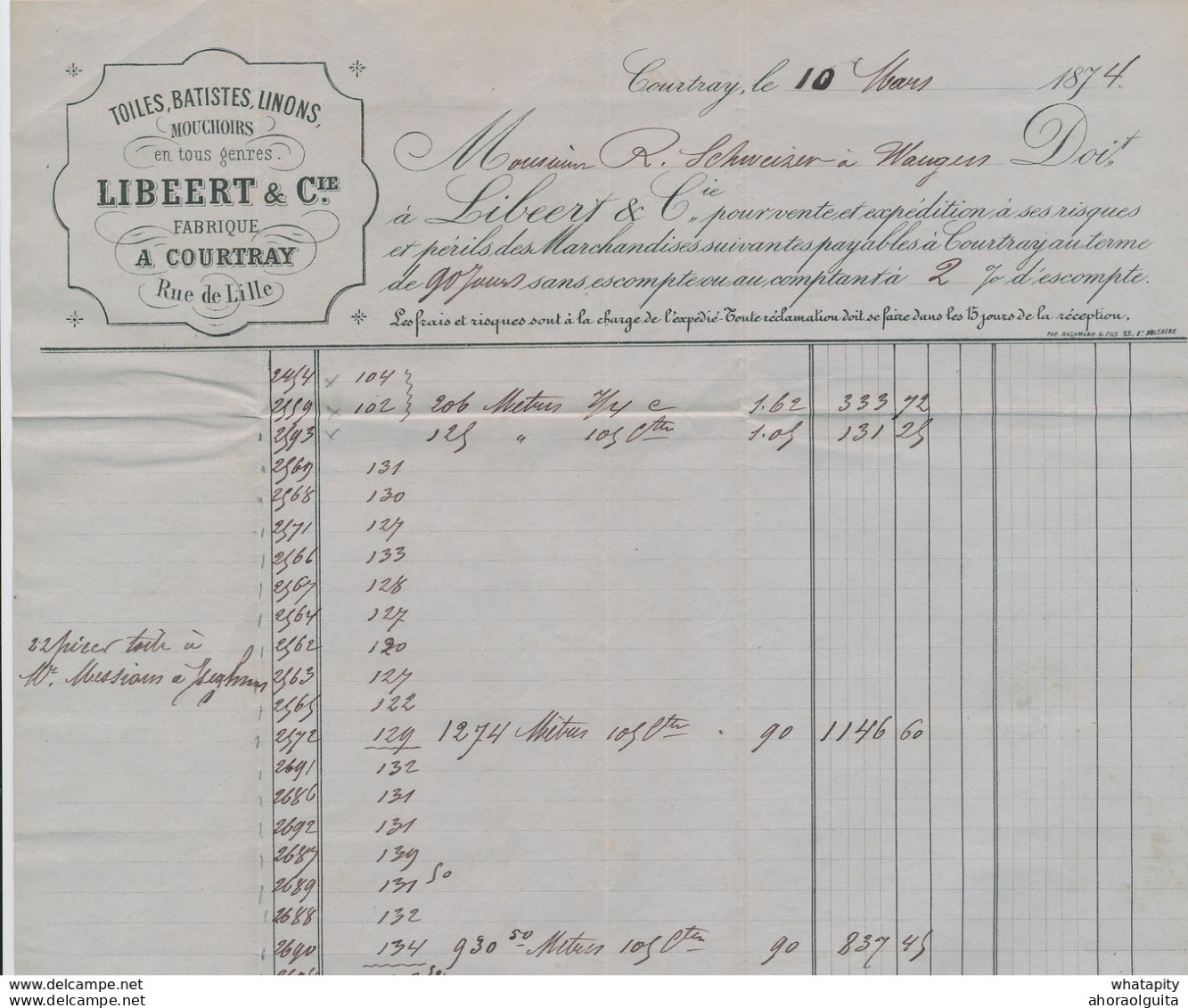 435DT -- Lettre Bande De 3x TP 30 COURTRAI 1874 Vers WANGEN Suisse - 2 Passages Ambulants , Dont Correction - Bureaux De Passage