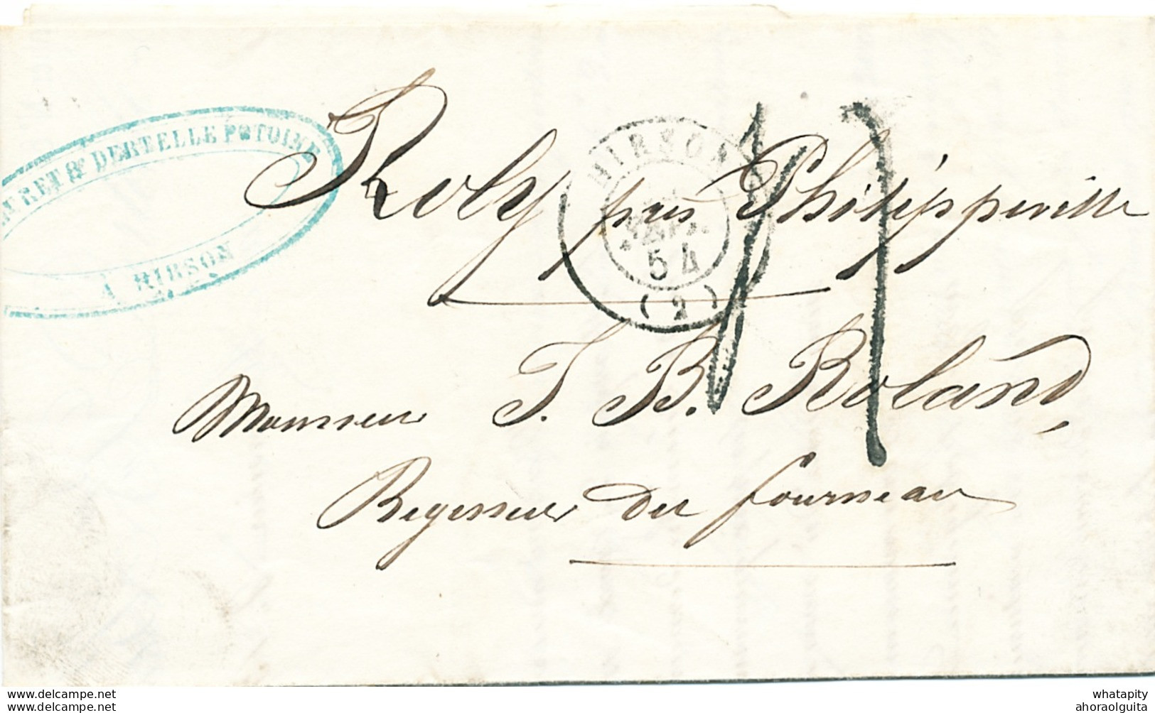 ZZ230 - Lettre Précurseur HIRSON 1854 Vers ROLY Via MARIEMBOURG - Entrée FRANCE Par MONS - Grenzübergangsstellen