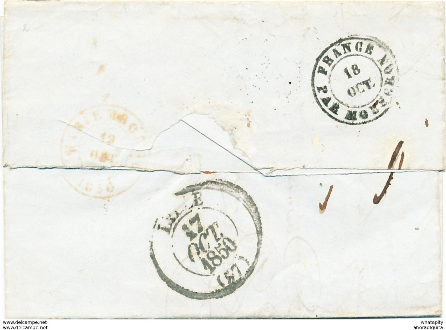 ZZ224 - Lettre Précurseur MOULINS LILLE 1850 Vers ROLY Via  MARIEMBOURG - FRANCE Par MOUSCRON - Ufficio Di Transito