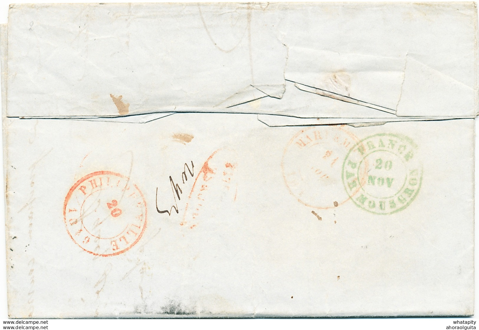 ZZ223 - Lettre Précurseur LILLE 1849 Vers ROLY - Faible DEBOURSE PHILIPPEVILLE - FRANCE Par MOUSCRON Vert - Bureaux De Passage