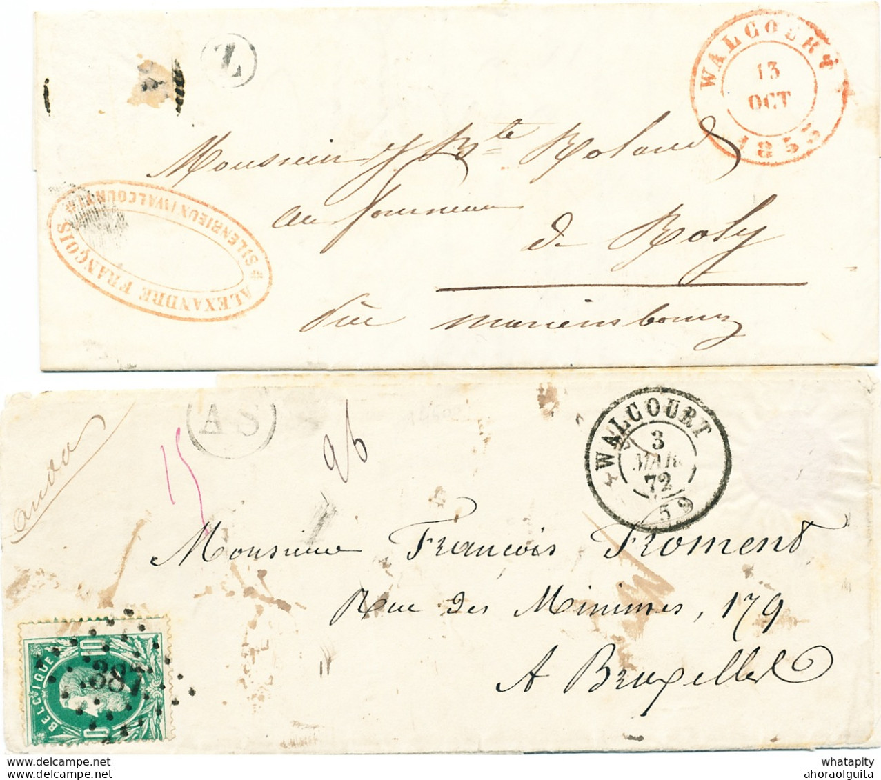 110/26 - Lettre + Contenu TP 30 Points 387 WALCOURT 1872 - Boite Rurale AS - Origine Manuscrite THY LE CHATEAU - Correo Rural