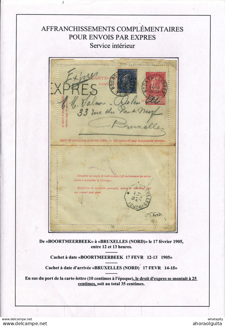 YY 253 - Carte-Lettre Fine Barbe + TP Dito 25 C En EXPRES -BOORTMEERBEEK 1905 Vers Télégr.BXL Nord - Postbladen