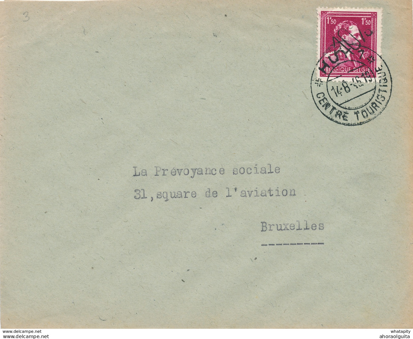 YY487 - Lettre TP Moins 10 % Surcharge Locale HUY 1946 - 1946 -10%