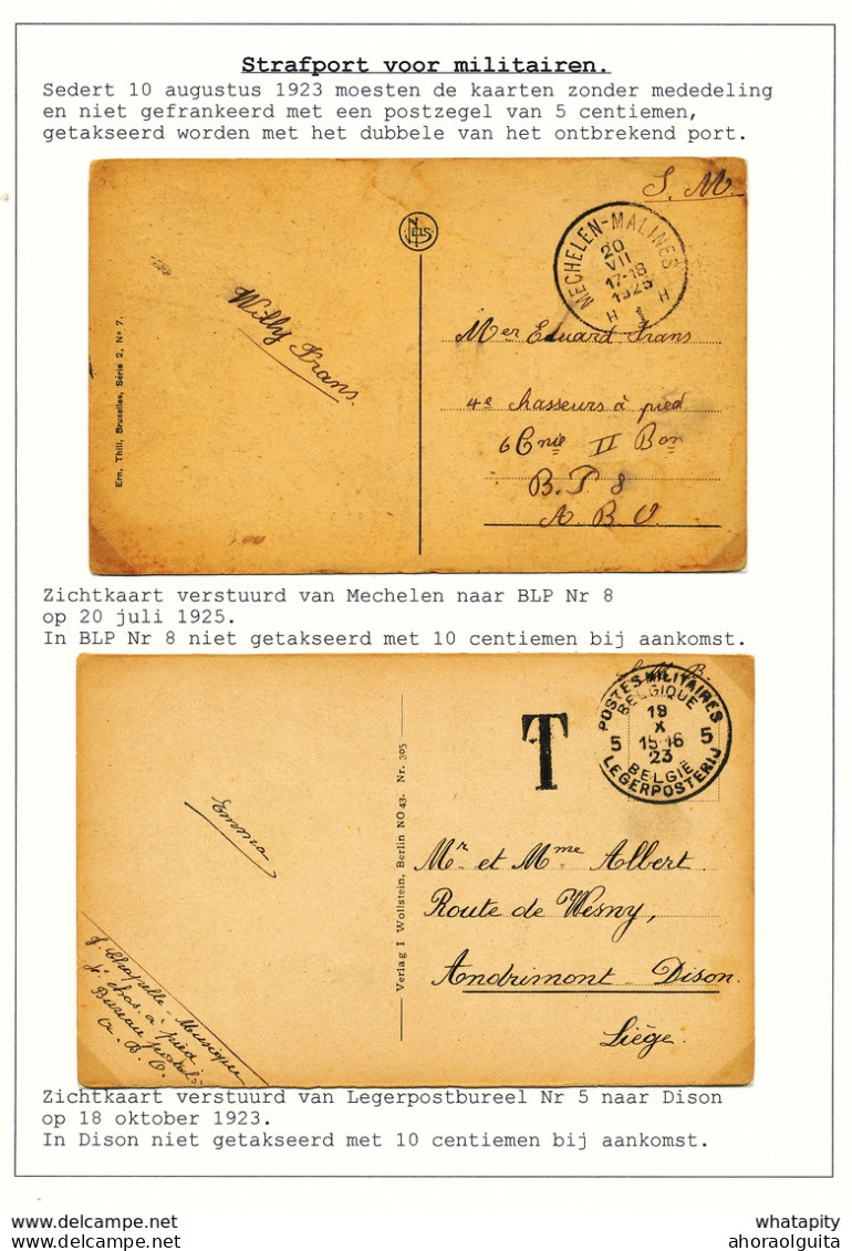 811/29 - TAXATION Sur Poste Militaire - 2 X Carte-Vue MECHELEN Et PMB 5 1923/25 - Non Taxées - S/Feuille D'Album - Cartas & Documentos