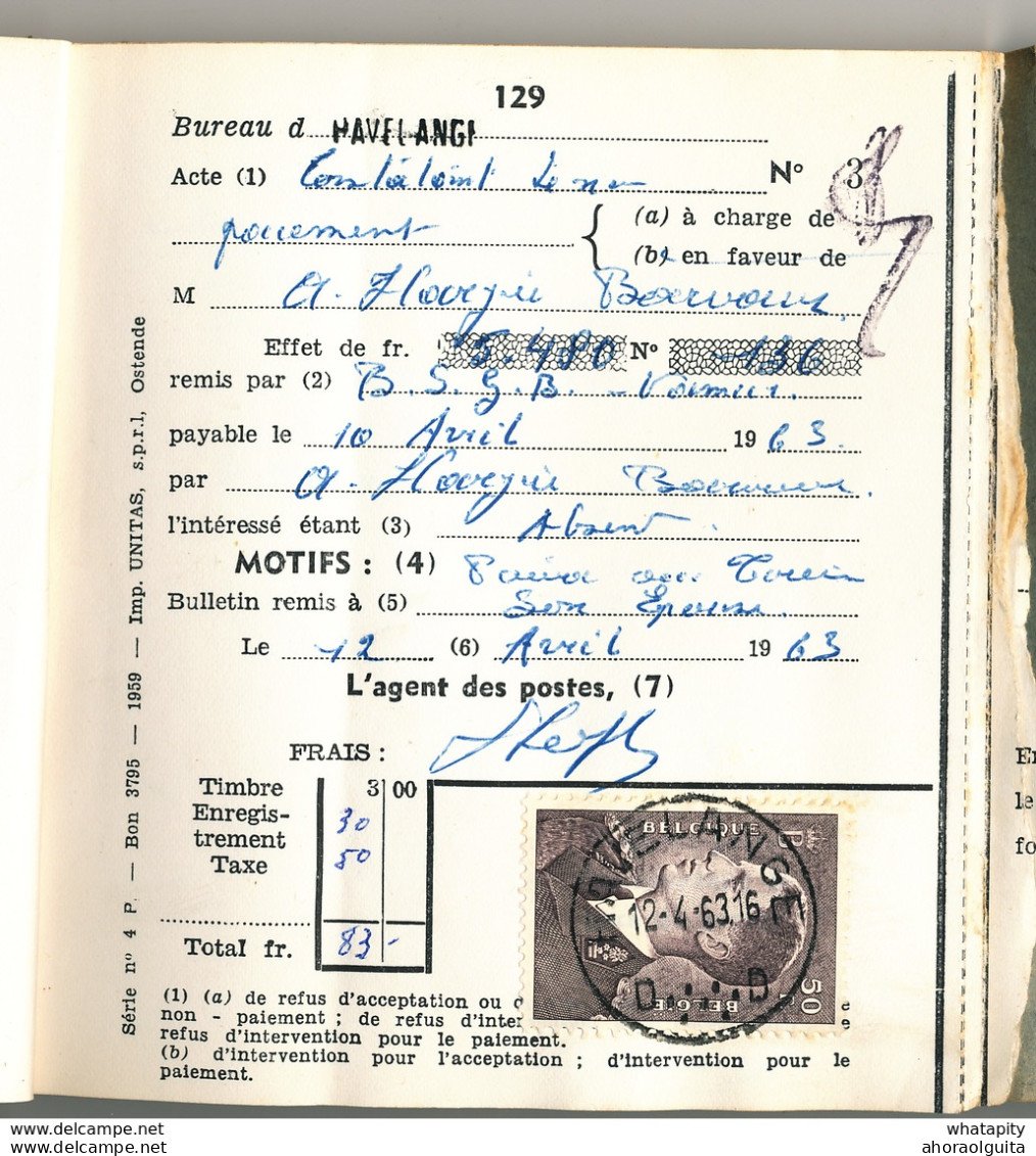 758/29 -- Carnet De Protets Complet - 50 Feuillets - Bureau Postal HAVELANGE 1963/64 - Emissions Poortman , Lunettes , . - Folletos De La Oficina De Correos