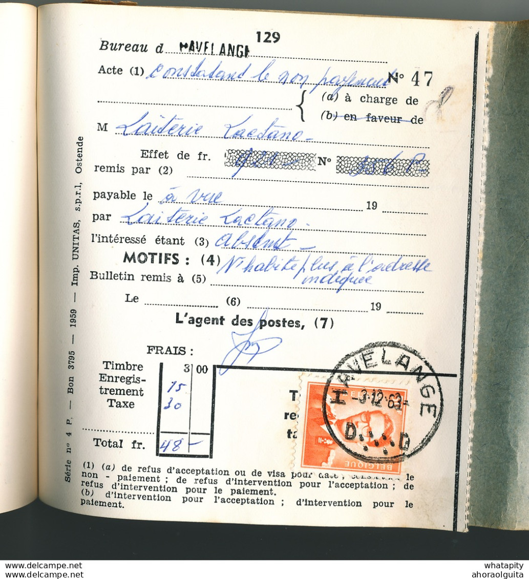 758/29 -- Carnet De Protets Complet - 50 Feuillets - Bureau Postal HAVELANGE 1963/64 - Emissions Poortman , Lunettes , . - Volantini Postali