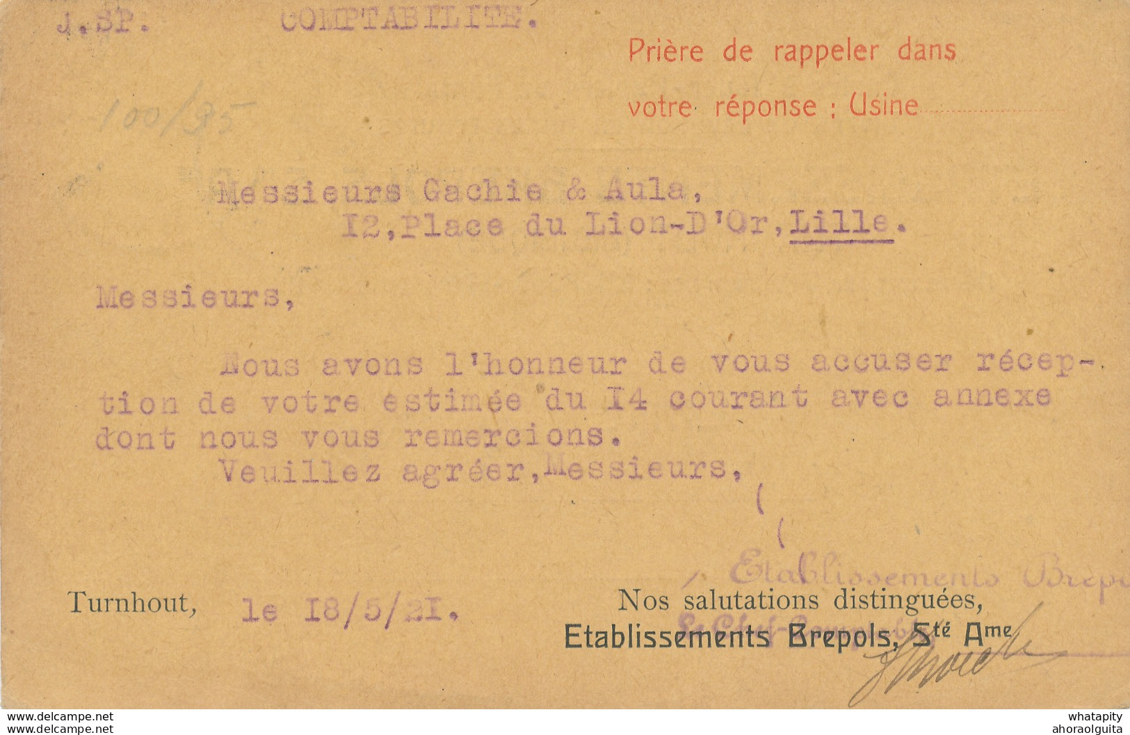 235A /28 - CARTES A JOUER Belgique - Carte Publicitaire Bicolore TP Petit Sceau TURNHOUT 1948 - Etablissements BREPOLS - Non Classés