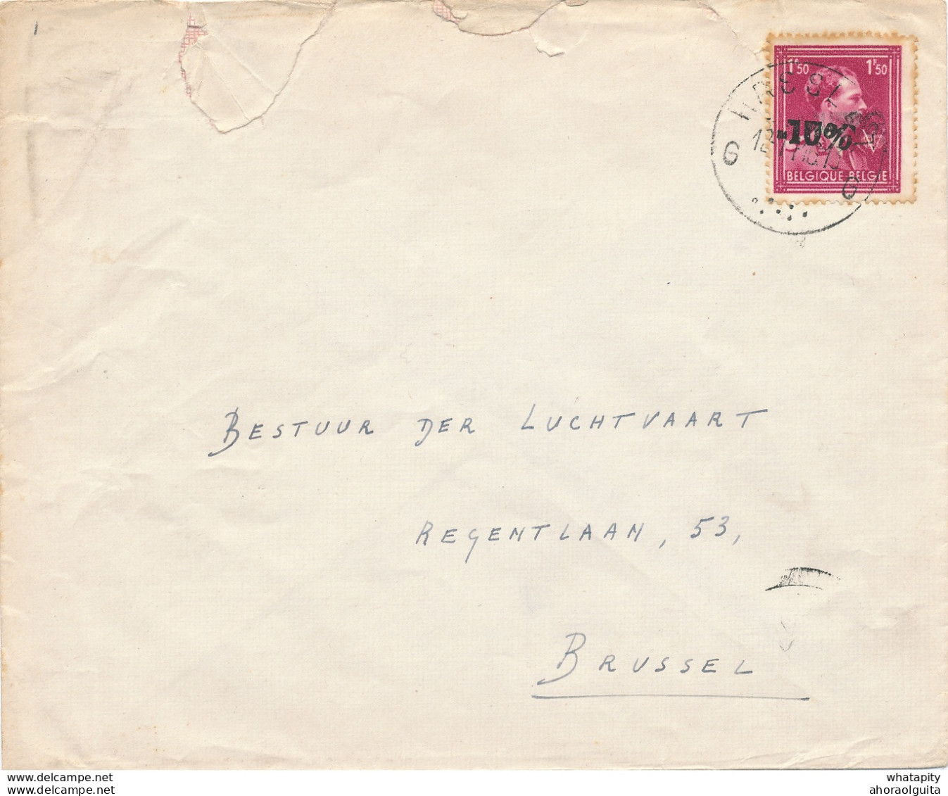 091/29 - Lettre TP Moins 10 % Surcharge Locale HASSELT 1946 Vers BXL - Origine ZUTENDAAL - 1946 -10%