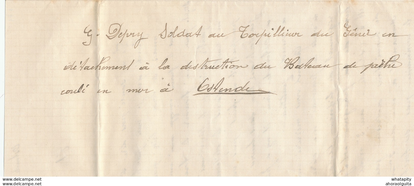 824/28 - Enveloppe + Contenu D' Un Soldat Torpilleur Du Génie à OSTENDE 1905 - Originaire De MONTIGNY Le TILLEUL - Covers & Documents
