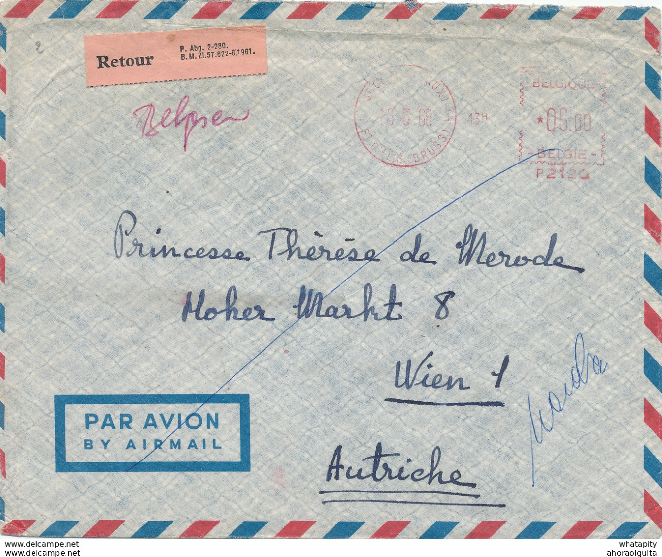 031/29 - Enveloppe Affranchissement Mécanique ST GILLES 1966 Vers VIENNE Autriche - Cachet Et Etiquettes , Dont RETOUR - 1960-1979