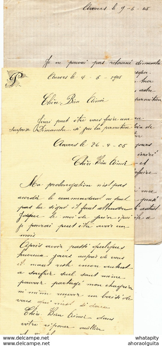 826/28 - 15 Correspondances D' Un Soldat Torpilleur Du Génie à ANVERS 1905/1906 - Originaire De MONTIGNY Le TILLEUL - Covers & Documents