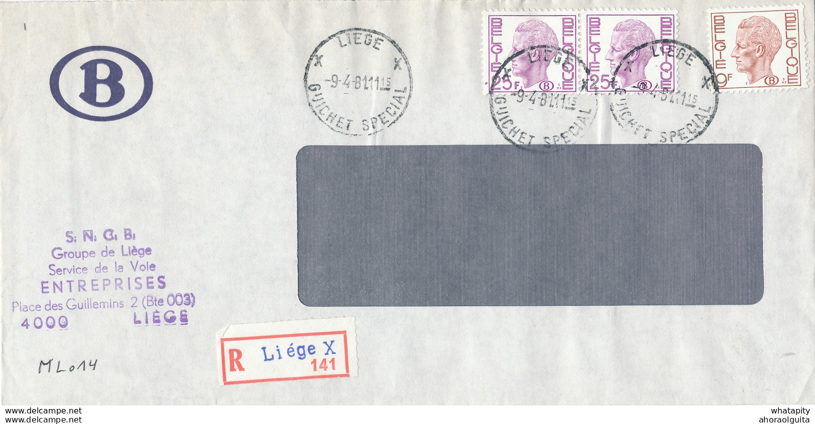 283/28 - GUICHET SPECIAL (Tarif Spécial) - Lettre Recommandée TP Elstrom Service LIEGE X 1981 - TARIF 59 F - Other & Unclassified