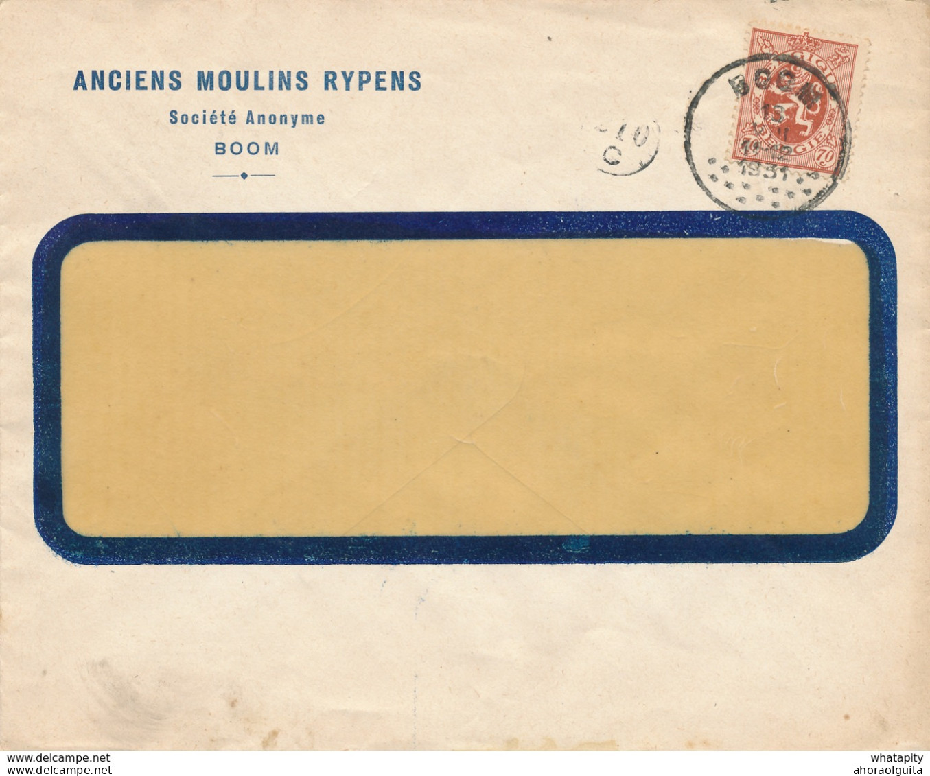 270/28 - Enveloppe TP 287 Lion Héraldique BOOM 1931 Vers BXL - Entete Anciens Moulins Rypens S.A. - 1929-1937 Heraldic Lion
