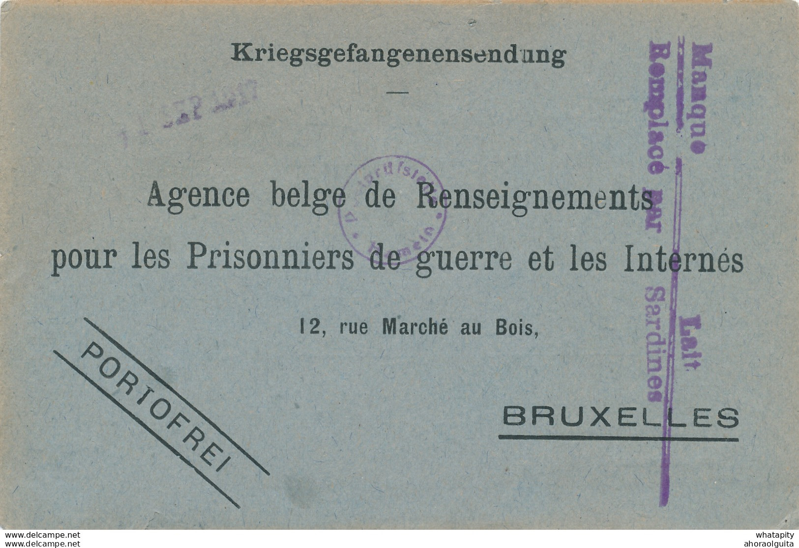 289/28 - Carte-Formule Du HAVRESAC UCCLOIS + RARE Etiquette - Prisonnier Belge à HAMELN 1917 - Réception D'un Colis - Prisoners