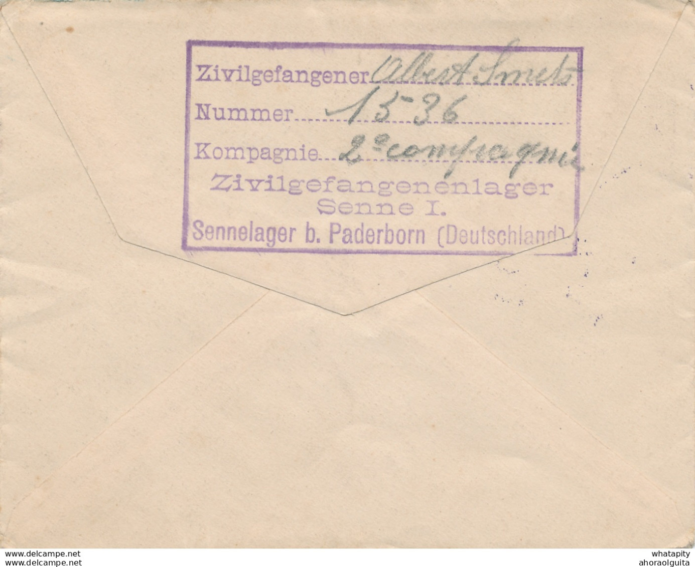 643/27 -  Lettre Kriegsgefangenen SENNE Lager - Prisonnier Civil Smets Vers HERVE - Censure Du Camp - Prisonniers