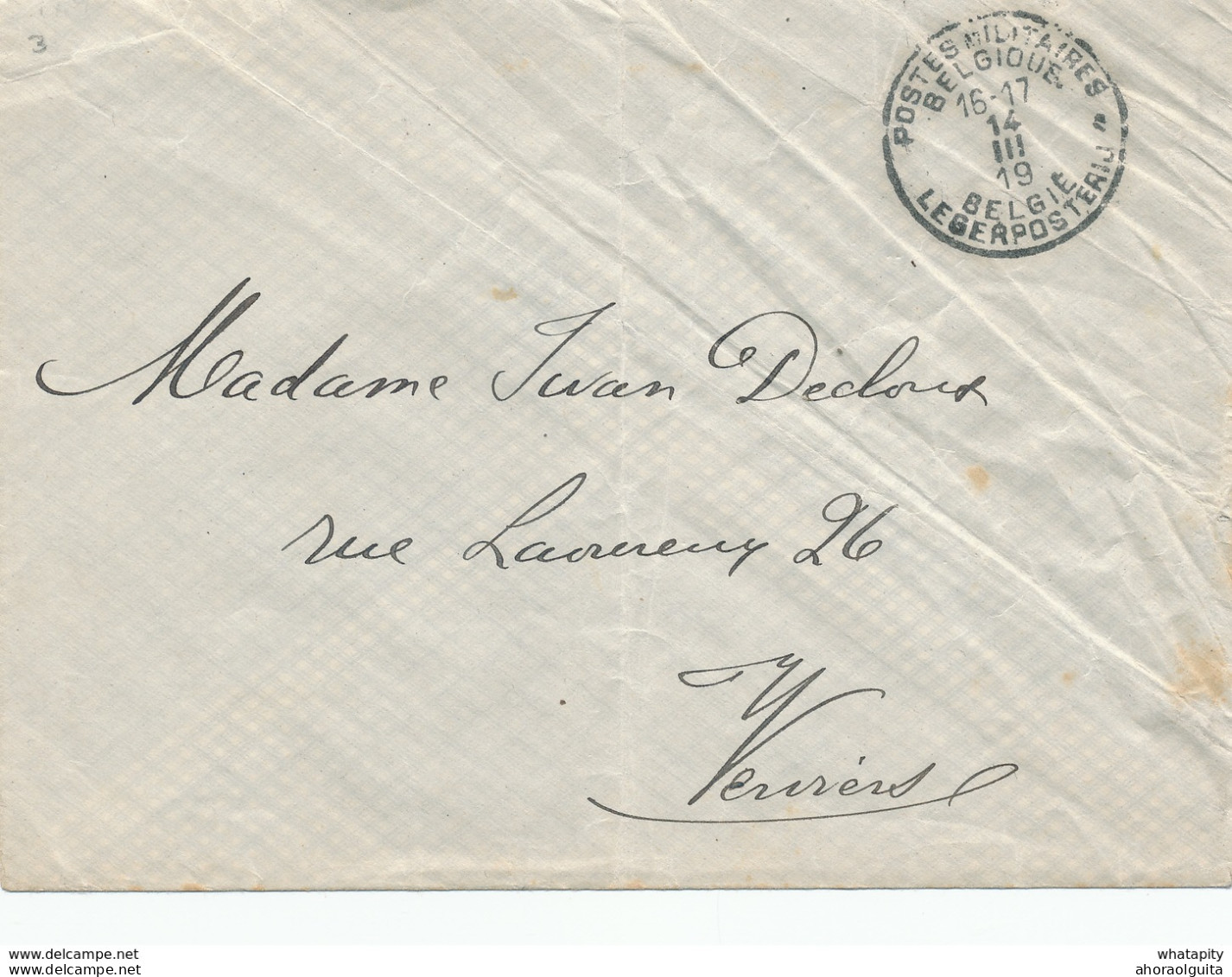 617/27 - Lettre Postes Militaires 1919 ( Allemagne) Vers VERVIERS - Verso RARE Censure AACHEN (Controle Des Photos) - Lettres & Documents