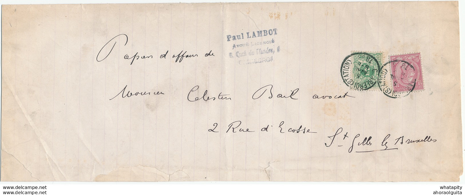 522/27 - PAPIERS D' AFFAIRE - TP 45 Et 46 CHARLEROI 1893 Vers ST GILLES BXL - 3è Echelon De Poids 200/300g - PEU COMMUN - 1883 Léopold II