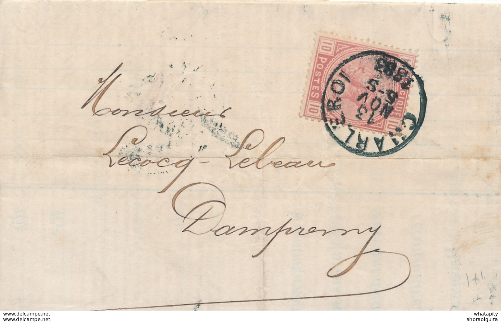 507/27 - Lettre TP 38 CHARLEROI 1883 Vers DAMPREMY - Entete Union Du Crédit - 1883 Léopold II