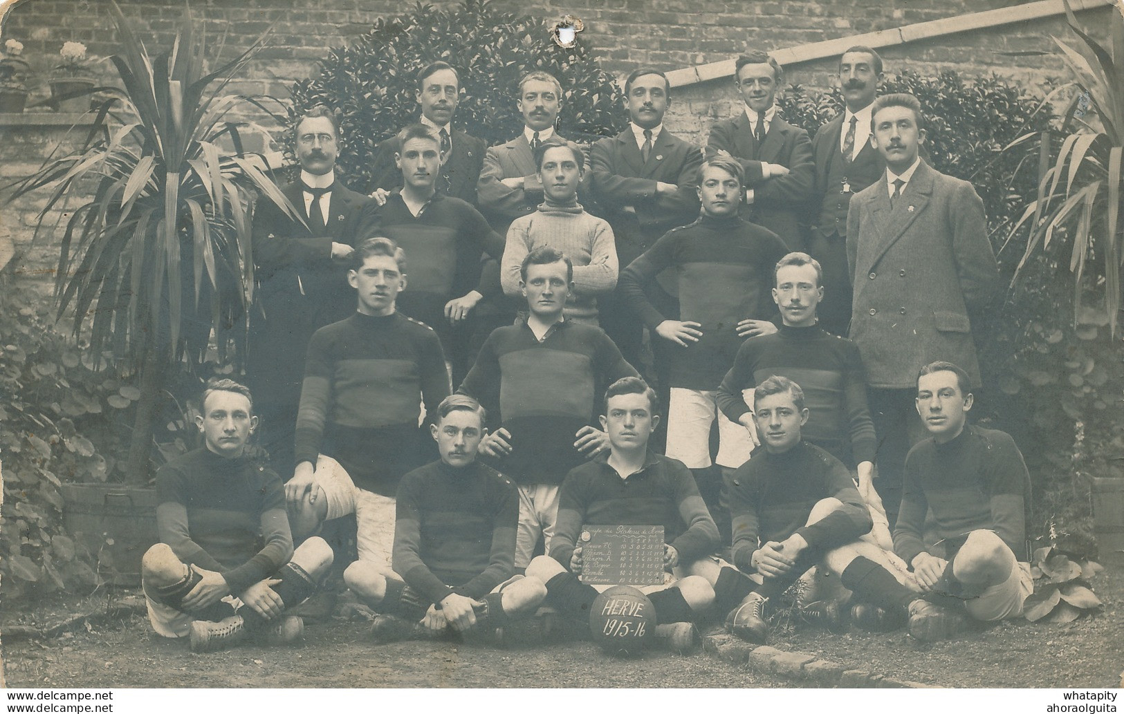 637/27 -  Carte-Photo Equipe De FOOTBALL HERVE 1916 Vers Prisonnier Smets Au SENNE Lager PADERBORN - Censure Du Camp - Prigionieri