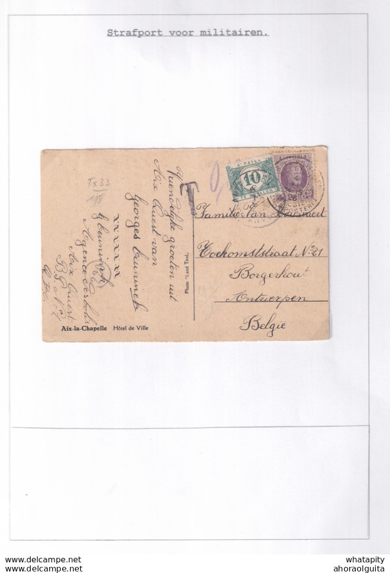 DDX 091 - TAXATION Sur Poste Militaire - Carte-Vue TP Houyoux  Postes Militaires 1 En 1926 - Taxée 10 C à ANTWERPEN - Cartas & Documentos