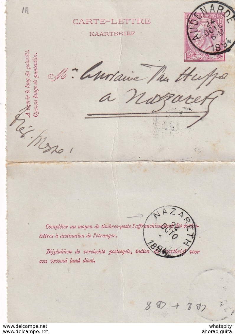 DDW753 - Entier Carte-Lettre Type TP 46 AUDENARDE 1894 Vers NAZARETH - Carte-Lettere