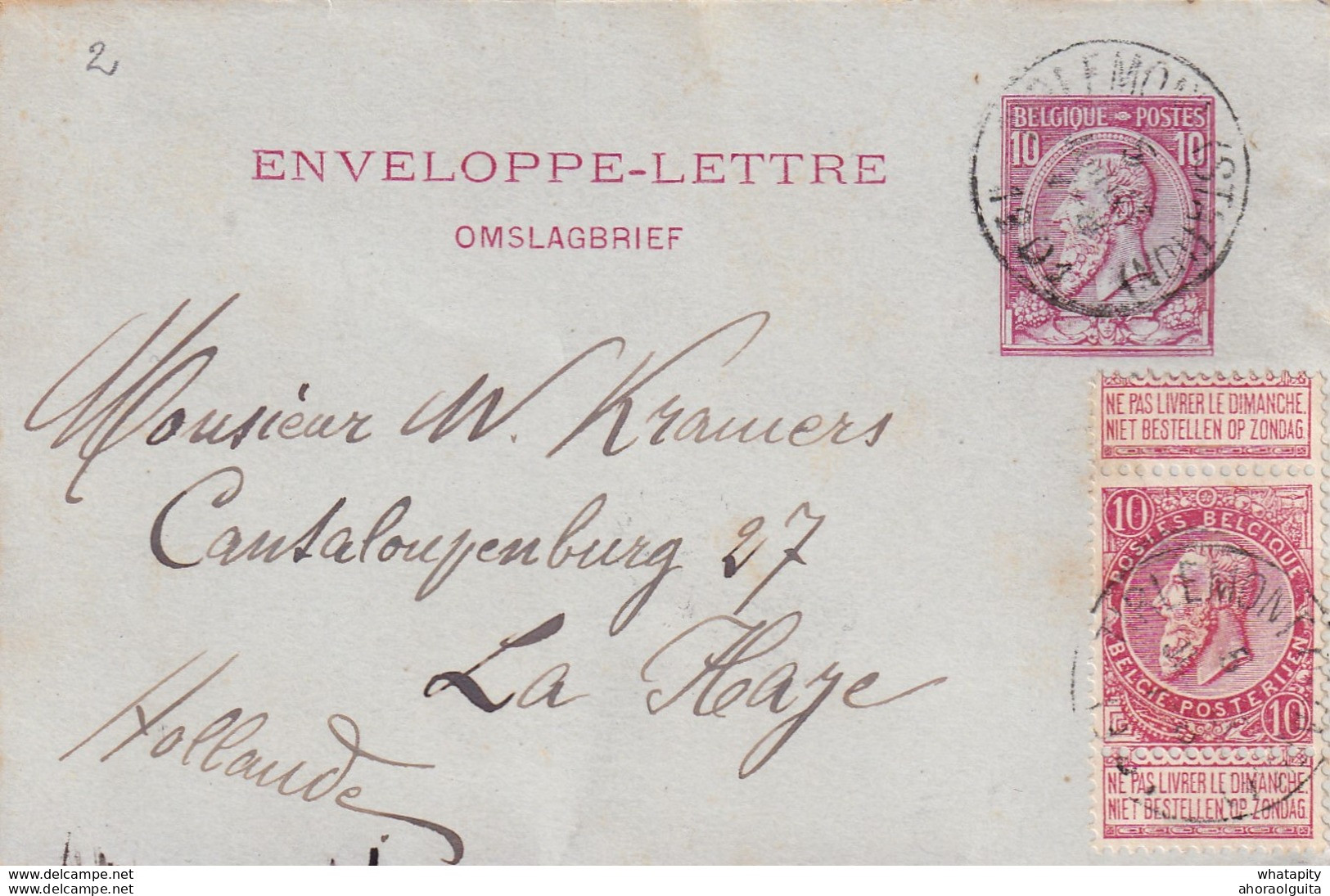 DDW744 - Entier Enveloppe-Lettre Type TP 46 + TP Fine Barbe TIRLEMONT 1901 Vers LA HAYE - TARIF PREFERENTIEL NL à 20 C. - Briefumschläge