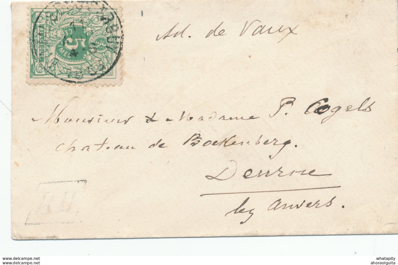 DDW605 - Enveloppe Carte De Visite TP 45 BOMAL Sous DURBUY 1883 - Boite Urbaine Parallélogramme RH ( Faible) - Correo Rural