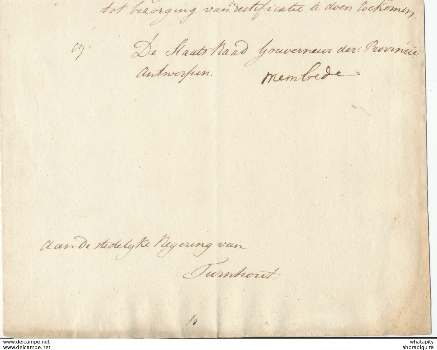 DDW 541 -- DILIGENCE ANTWERPEN à TURNHOUT - Document 1825 Signé Du Gouverneur De La Province D' Anvers - 1815-1830 (Dutch Period)