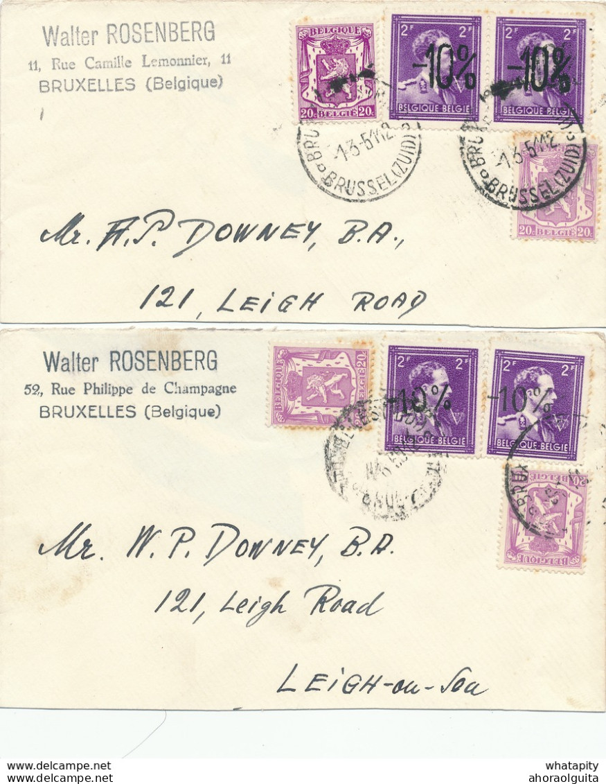 886/30 -- 4 X Fragments Ou Entier Postal - TP Moins 10% Surcharges Locales BRUXELLES - Col Ouvert , Lion V. - 1946 -10%