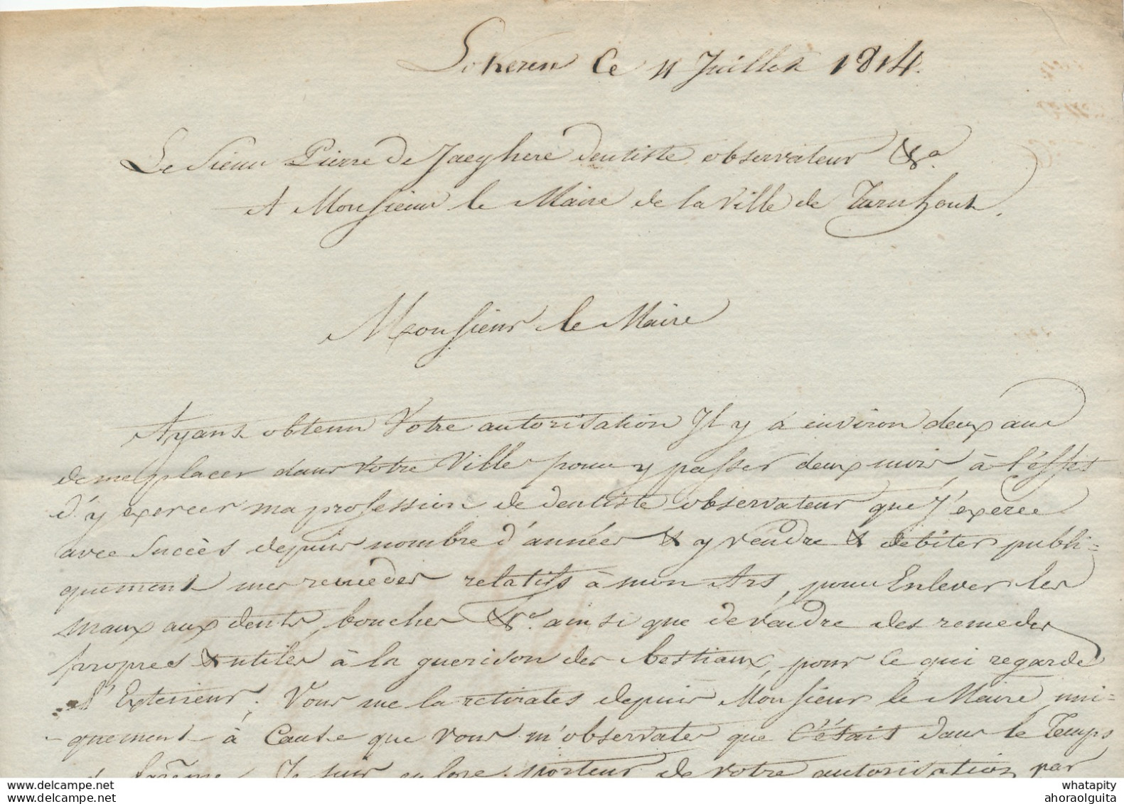 DDW 540 -- Lettre Précurseur De LOKEREN Via P. P. GAND 1814 Vers TURNHOUT ( Cachet De La Ville Au Verso ) - 1814-1815 (Governo Generale Del Belgio)