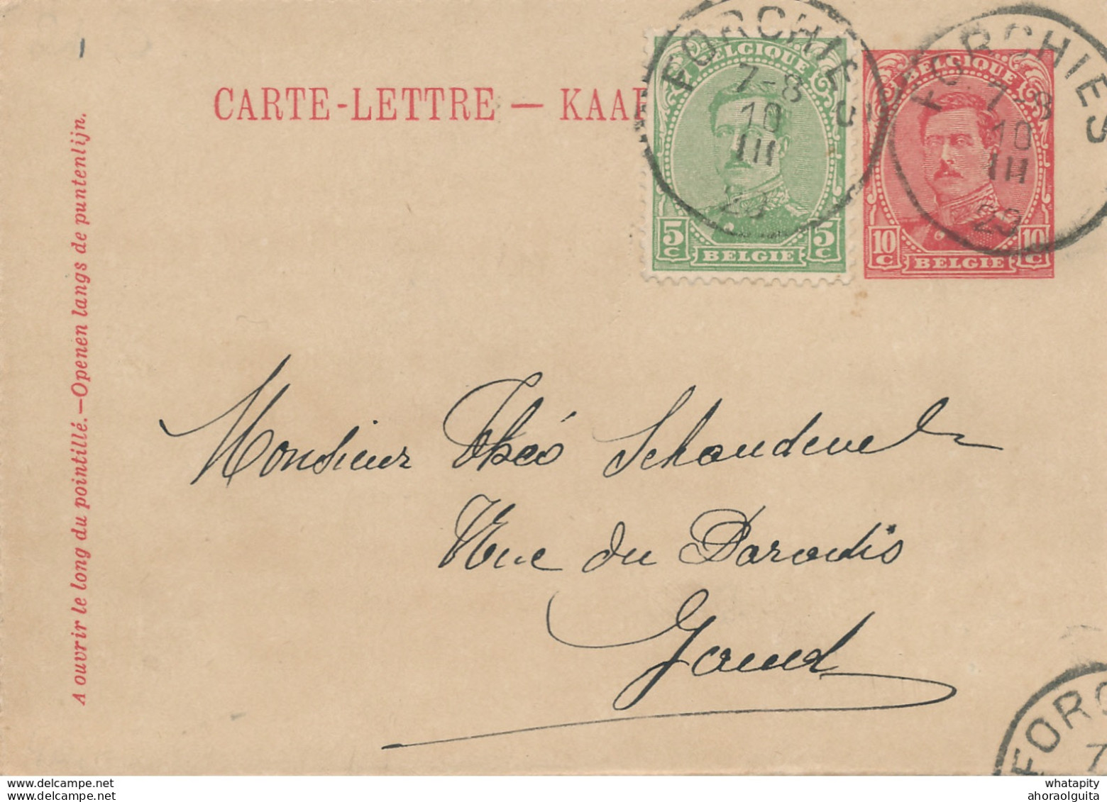 478/30 -- Carte-Lettre Petit Albert Cachet FORCHIES 1920 Vers GAND - Signée Deflandre - Postbladen