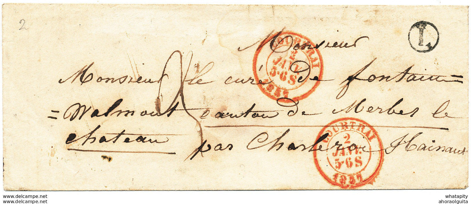 399/30 --  Enveloppe Non Affranchie COURTRAI 1857 Vers FONTAINE VALMONT - Boite Rurale L ( SWEVEGHEM Dans Porignon) - Rural Post