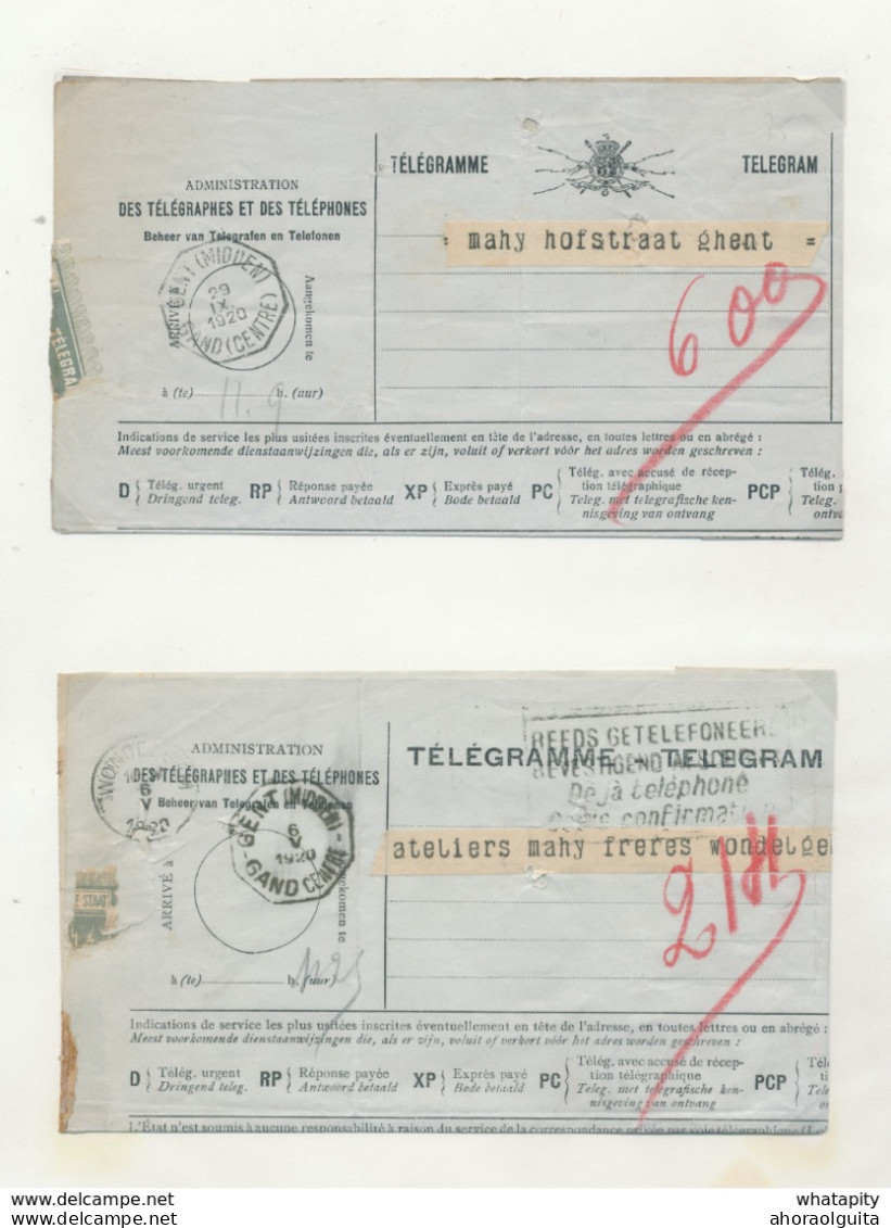 398/30 -- GENT MIDDEN - Petite Collection Carte-Vue Du Bureau , 5 Télégrammes , 3 Timbres. - Sellos Telégrafos [TG]