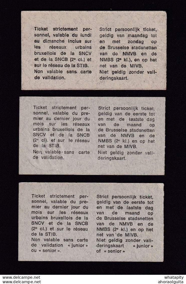 DDAA 891 --  LES TRAMWAYS BRUXELLOIS - 3 X Carte Abonnements Hebdo Ou Mensuel , 1 X SPECIMEN , 1977/80 - Europa