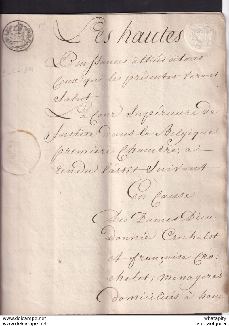 DDAA 662 - Document Fiscal 11 Pages BRUXELLES 2/6/1814 - Courte Période Du Gouvernement Général (avant Les Pays-Bas) - Documents