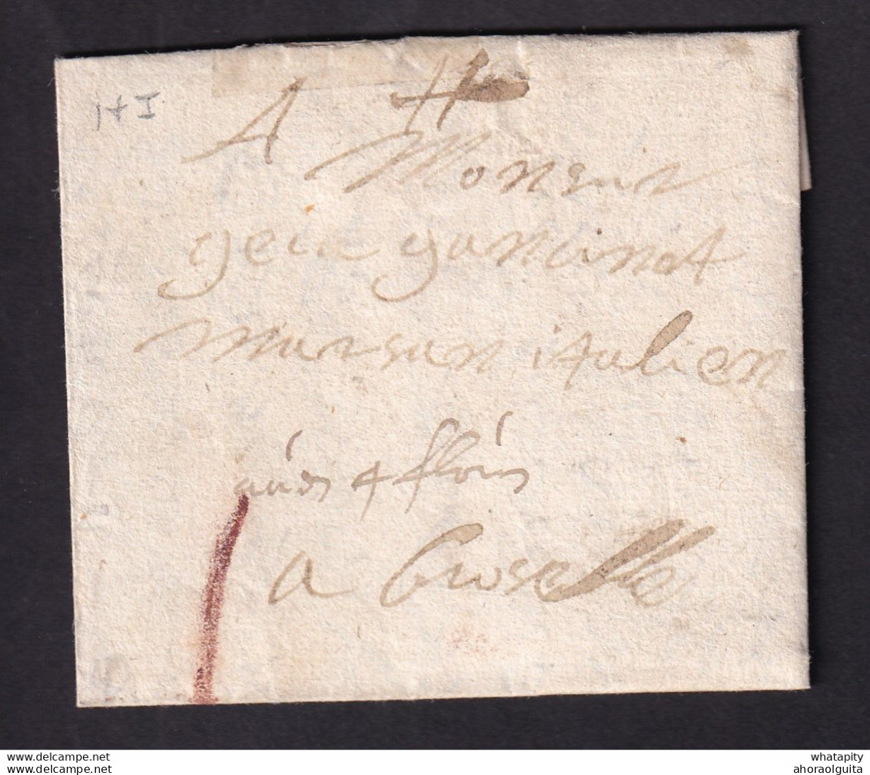 DDAA 554 - Lettre Précurseur NIVELLES 1695 Vers BRUXELLES - Port 1 Sol - Signée Pierre Borgniez - 1621-1713 (Spanische Niederlande)