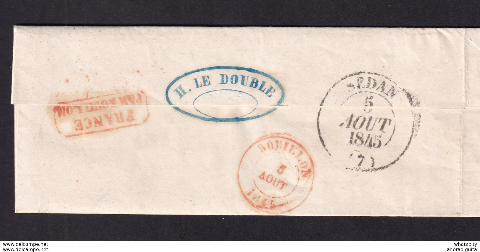 DDAA 572 - Lettre Précurseur De ROCROY Ardennes 1845 "par Sedan" Vers BOUILLON - Marque D' Entrée FRANCE PAR BOUILLON - Bureaux De Passage