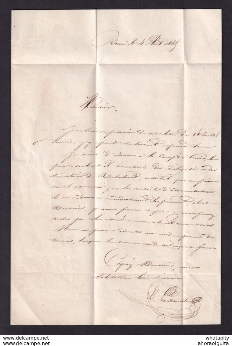 DDAA 572 - Lettre Précurseur De ROCROY Ardennes 1845 "par Sedan" Vers BOUILLON - Marque D' Entrée FRANCE PAR BOUILLON - Ufficio Di Transito