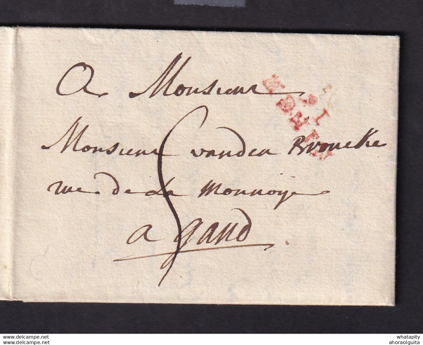 DDAA 561 - Lettre Précurseur COMINES 1797 Via 91 MENIN Vers GAND - Port 5 Sols Encre - Signée Vanden Broucke - 1794-1814 (Periodo Frances)