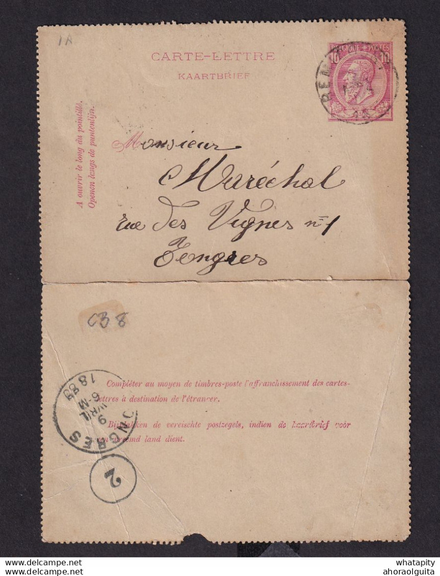 DDAA 111 - Carte-Lettre Type TP 46 REMICOURT 1889 Vers TONGRES - Signée Charlier à LAMI(N)NE - Cartas-Letras