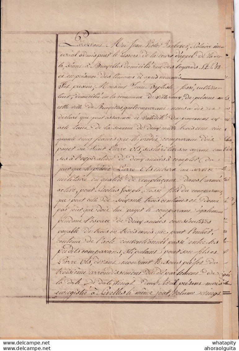 221/35 -  Acte En 5 Pages NIVELLES 1811 - Le Texte Concerne La Conscription Dans L' Armée Française Et Les Remplaçants - 1794-1814 (French Period)