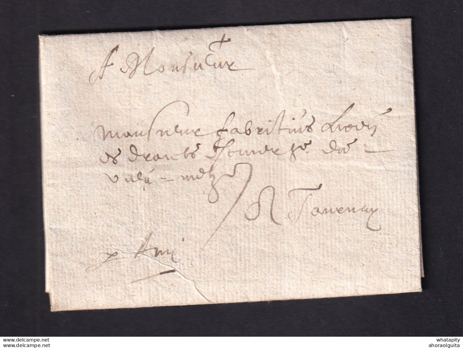 DDZ 760 - Lettre Précurseur LILLE 1646 Vers Monsieur Fabritius à TOURNAY - Texte En 1 Page - Manuscrit P. Ami - 1621-1713 (Pays-Bas Espagnols)